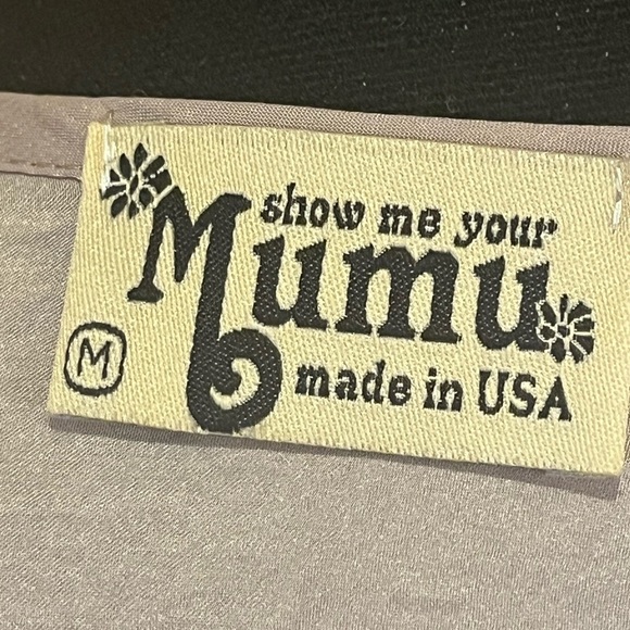 Show Me Your Mumu Carmela Chiffon Cream Deep V, flare sleeve blouse, size M - Picture 4 of 6